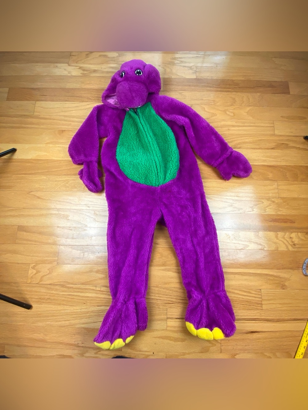 Barney The Purple Dinosaur Sherpa Fleece Kids Costume Zip 1997 halloween 4-6